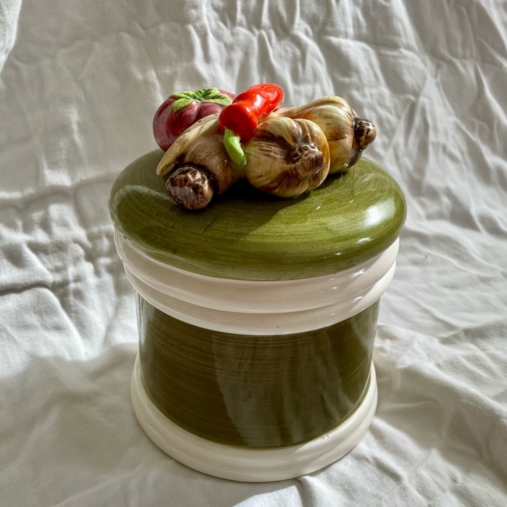 MCM vintage Ceramic Canister with Vegetable Lid home decor kitchen decor cute